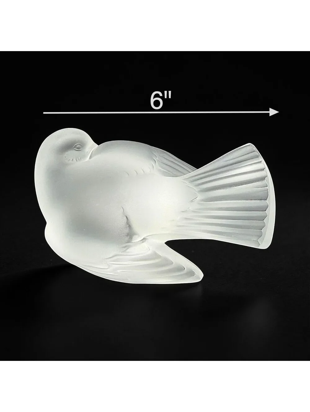 Vtg Lalique France Frosted Crystal Bird Figurine, Signed Satin Finish Sparrow